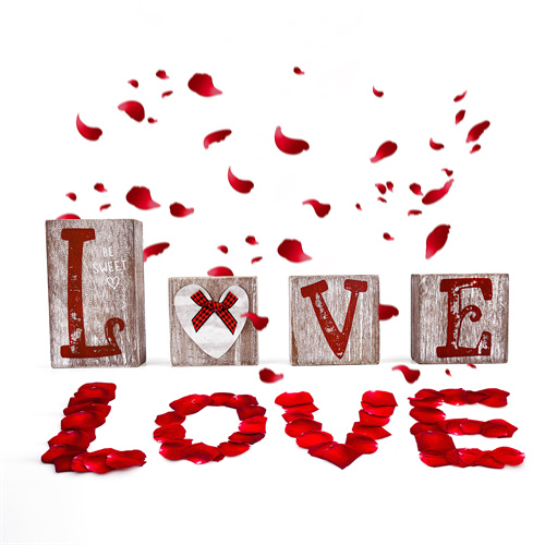 OKSQW Love Blocks Wooden Valentine Wood Block Wooden Signs