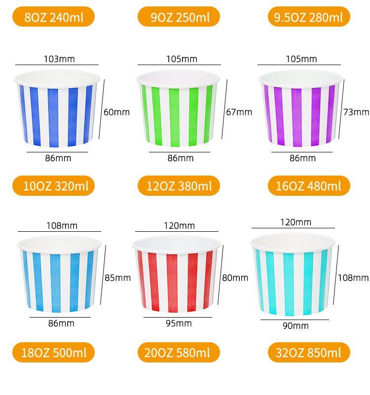 Red New Style Eco Friendly Custom Ice Cream Paper Cup Bowl with Lid And Print