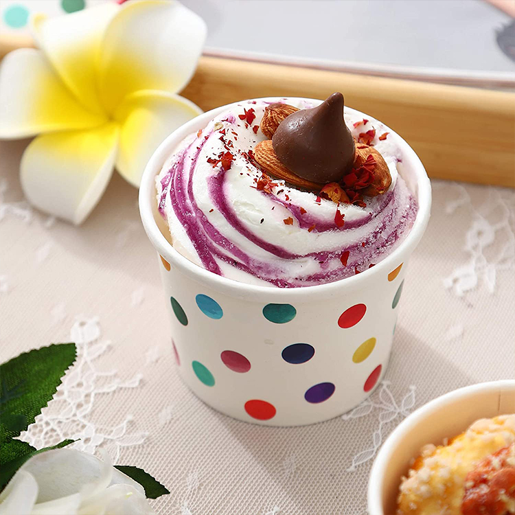 Red New Style Eco Friendly Custom Ice Cream Paper Cup Bowl with Lid And Print