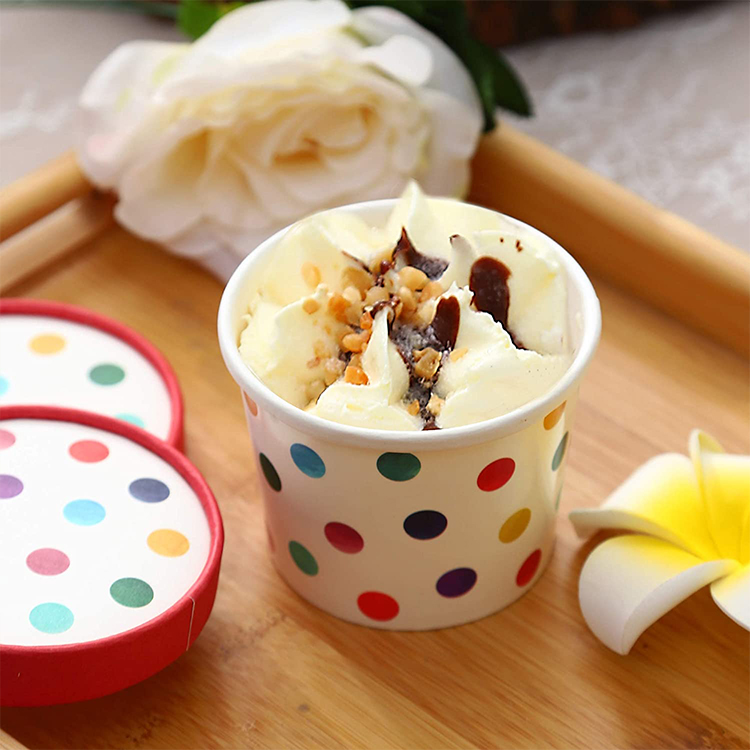Red New Style Eco Friendly Custom Ice Cream Paper Cup Bowl with Lid And Print