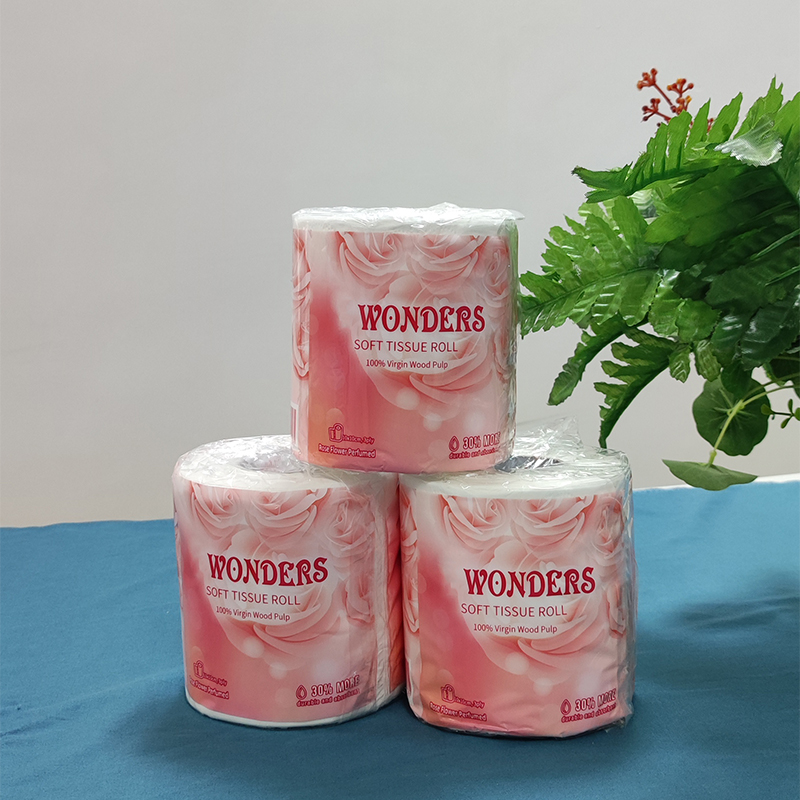 Soft Toilet Roll 3 Ply 100% Virgin Wood Pulp Embossed Individual Package Bath Tissue_4