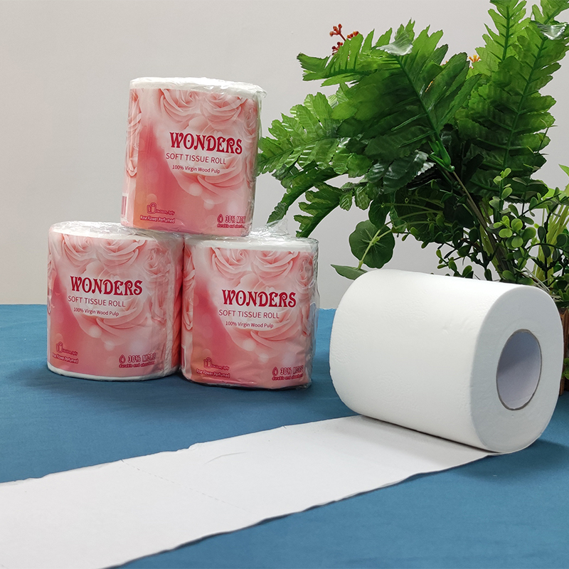 Soft Toilet Roll 3 Ply 100% Virgin Wood Pulp Embossed Individual Package Bath Tissue_5