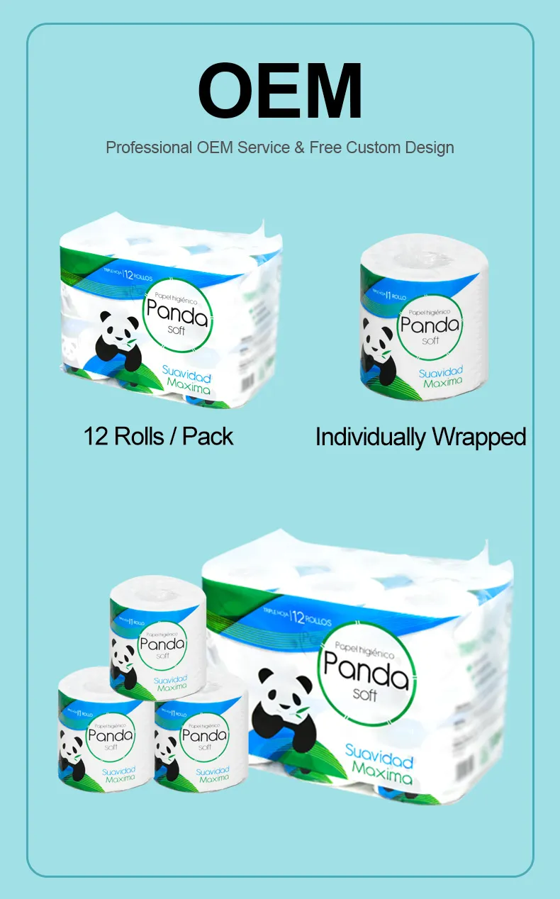 Soft White Private Label Individually Wrapped Standard Toilet Paper Rolls for Business