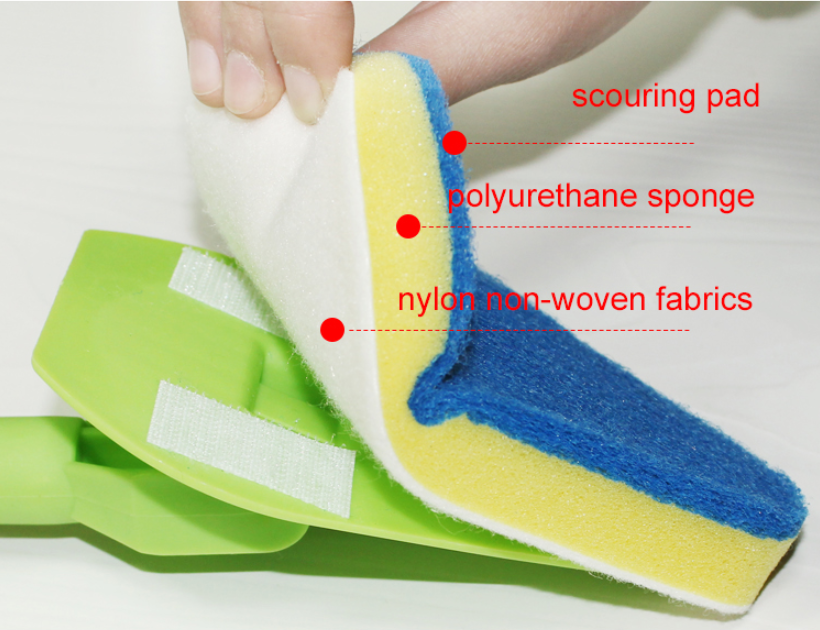 Stiff Bristle Scrub Brush With Sponges