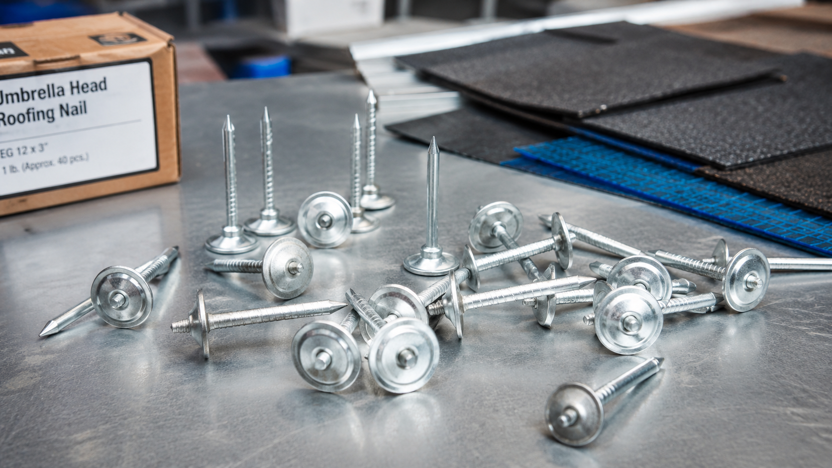 Galvanized roofing nails production in factory
