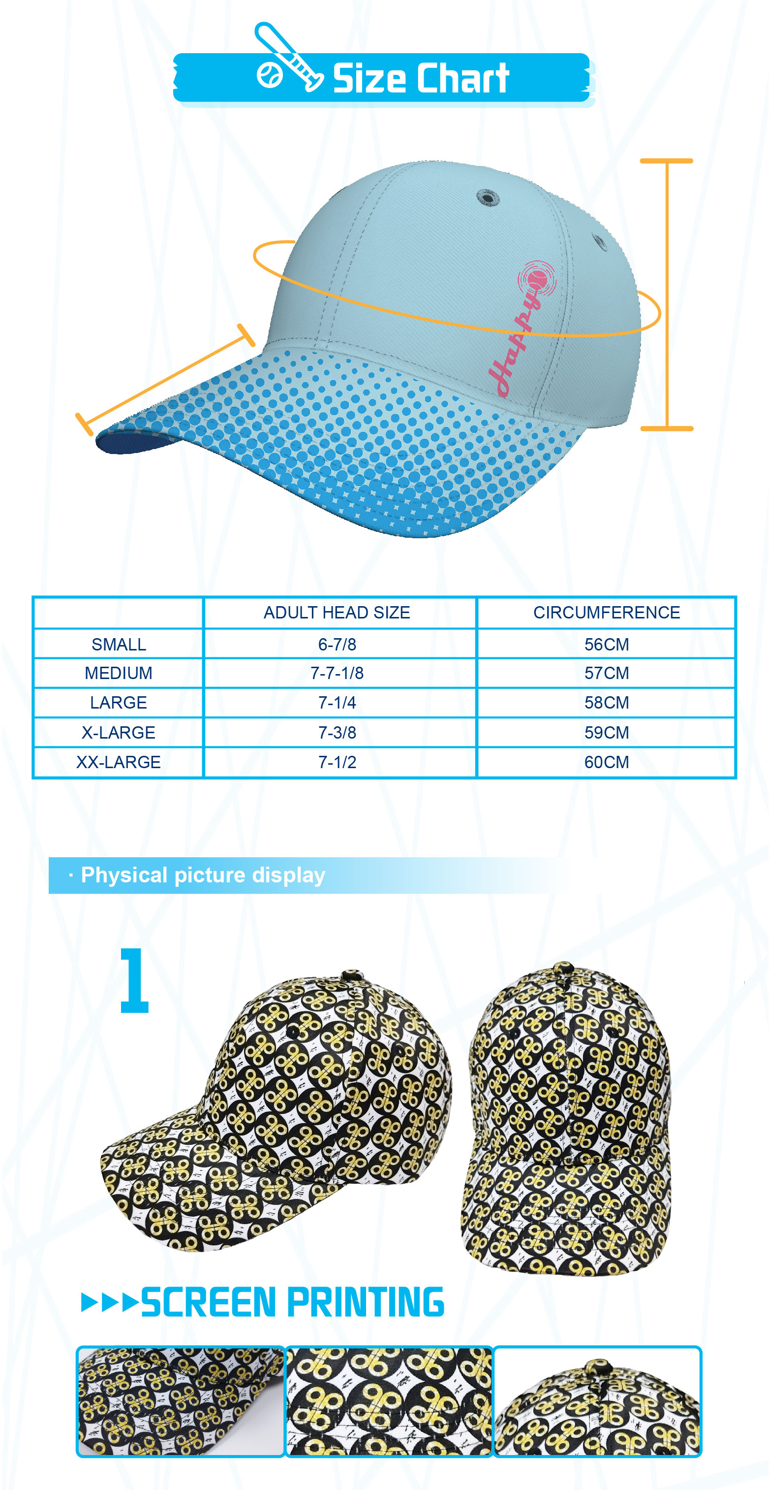 baseball caps size chart