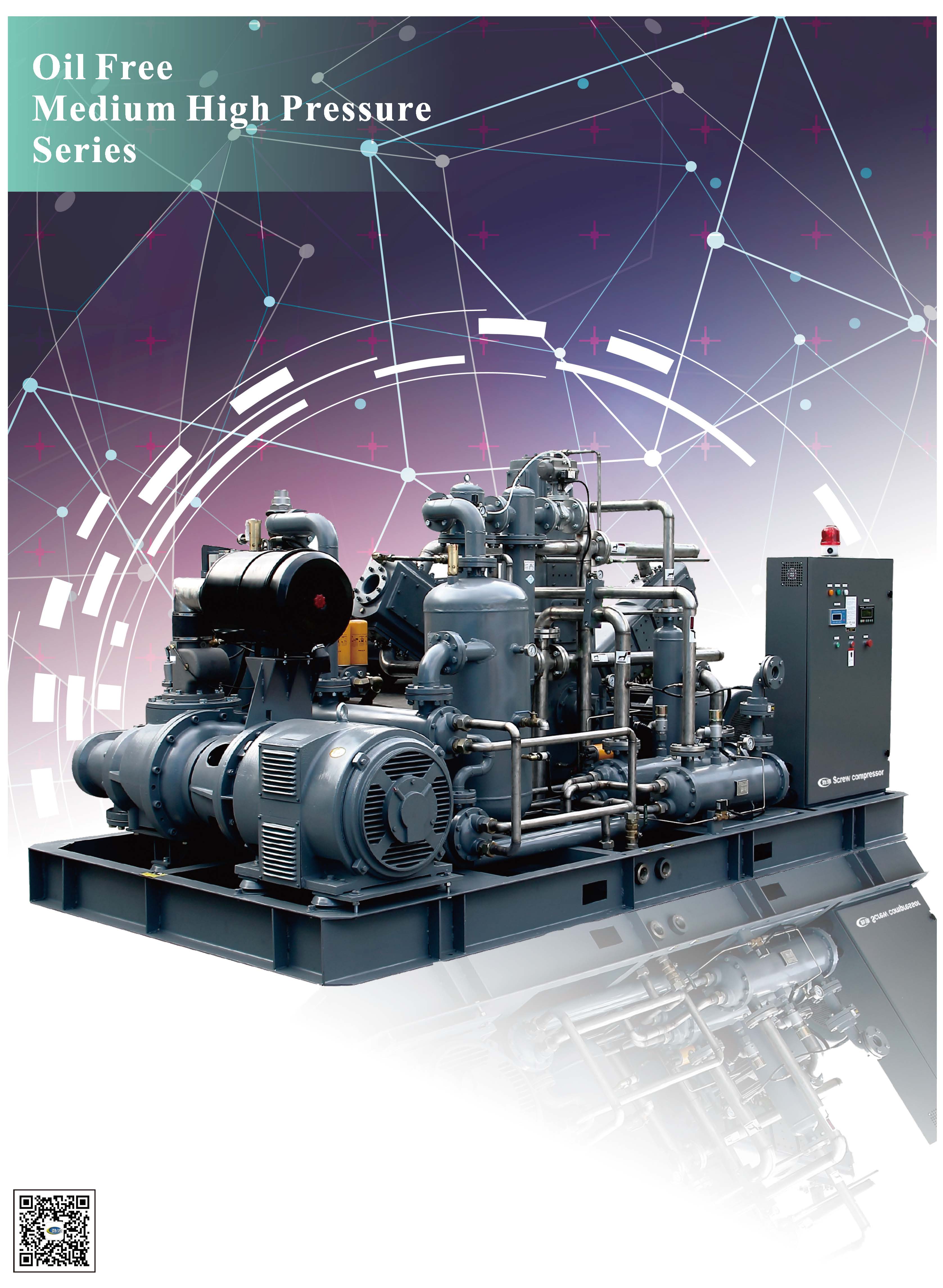 Oil free medium and high pressure air compressor