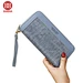 Leather Purse With Long Zipper  Stone Wallet