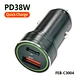 38W All Metal Fast Car Charger Adapter QC3.0 & PD3.0 Type-C Mini Dual Usb Car Charger Aluminum Alloy Multi Car Charger Multifunctional  iPhone Car Charger With Led