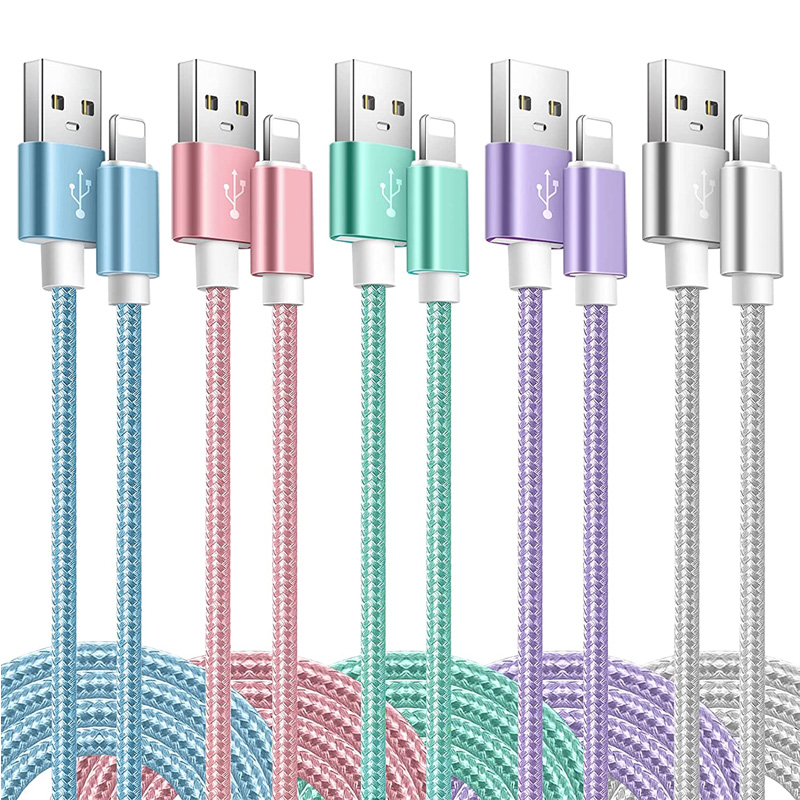 Multicolour 2.4A Nylon Braided Charging Cable For Chargers Adapter 3FT 6FT 10FT Lighting Cable With USB Charger Cable Charging Cable Charger Cable Chargers Adapter