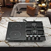 CM407 Hybrid 4 Burner Cooktop: 2x2200W Induction + 2x4.2kW Gas W/Sync Control  Dual Fuel Kitchen Stove Gas Hob