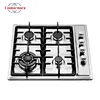Stainless Steel 4 Burner Built-in Gas Hob with Electronic Ignition and Cast Iron Pan Support for Outdoor/RV Use