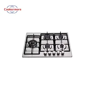 Stainless Steel Gas Hobs 5 burner Infared burner and Gas burner with Cast Iron Pan Supporter for Rv and Commercial Use Gas Hob