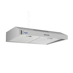 Wholesale Bulk Cargo Open Kitchen Top Island Suction Stainless Steel 2*40W DC Chimney Cooker Hood Ventilator-F04-P1 with LED Light,Aluminum Filter,Push Button Switch