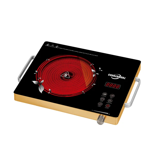 Bangladesh Wholesale Market Singe Burner Induction Stove Infrared Cooker-CMT20-16 with double holder,Skin Touch Knob Control,Aluminum alloy body,Timer Setting, A-grade crystal plate