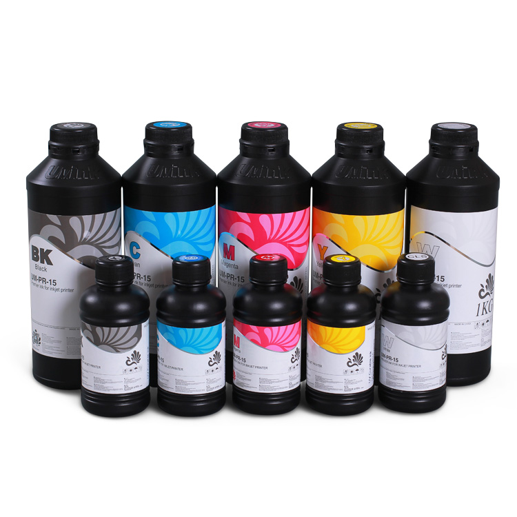 Juego de botellas de tinta UV DTF UVINK para impresión industrial de stickers UV DTF