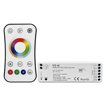 12V 24V Wireless WIFI RGB+CCT LED Strip Controller