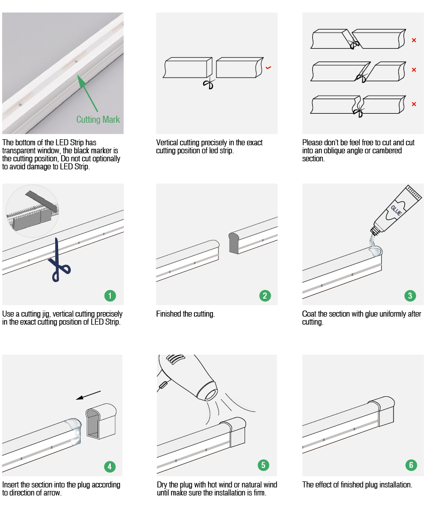 led neon strip lights Installation
