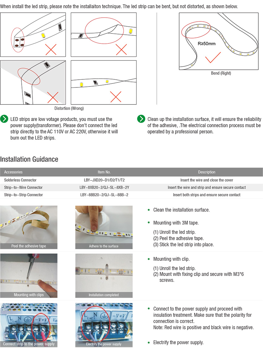24V LED strip installation guidance