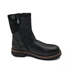 Motorcycle Black Genuine Cow Leather Shoes