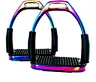 Horse Riding Equestrian Accessories Safety Stainless steel Stirrups with Rubber treads Rianbow Gloss