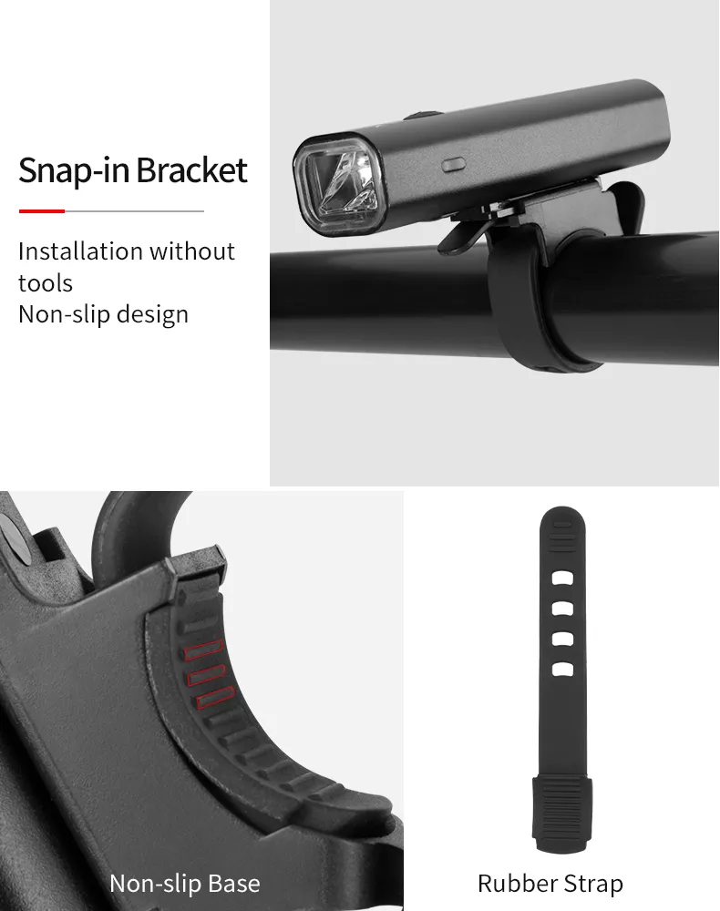 Ultralight Rainproof Easy Handle Bicycle Front Lamp USB Rechargeable Lamp
