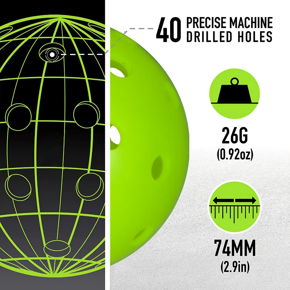 Outdoor PP Material USAPA approved 40 holes pickleball balls