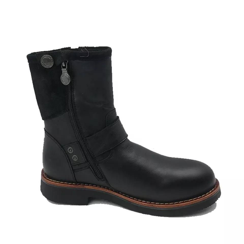 2023 Leather Shoes Classic Buckle Zipper Men Motorcycle Boots