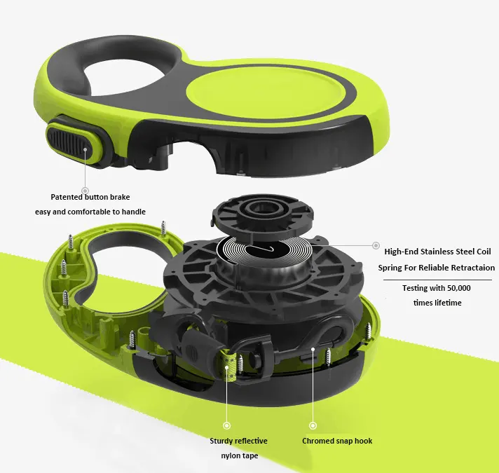 Reflective Nylon Dog Retractable Leash Poop