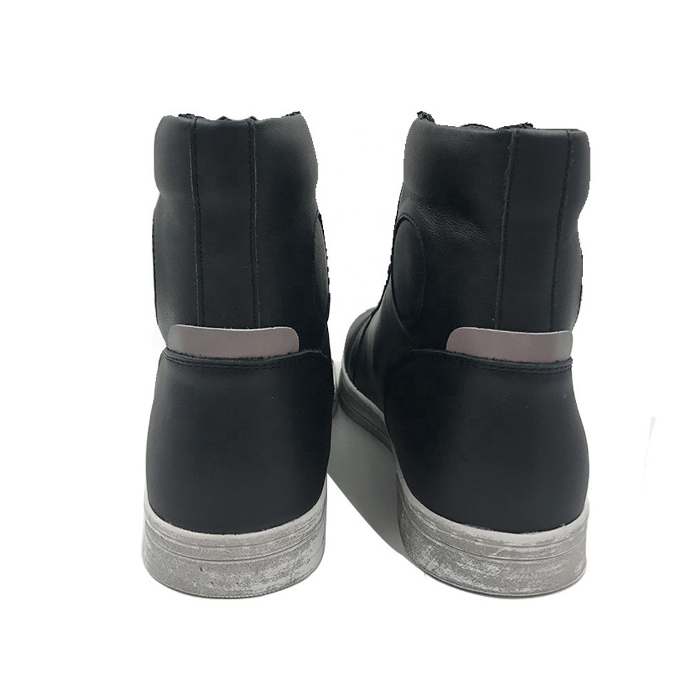 Black Urban Mens Off Leather Road Lace Up Casual Motorcycle Boots