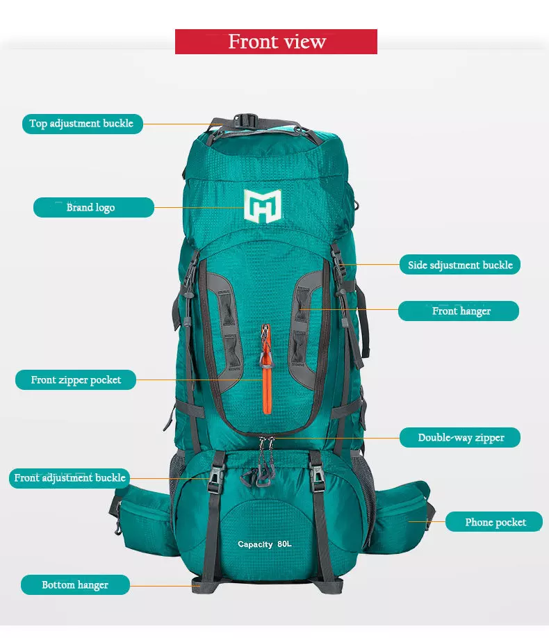 Large Capacity 80L Backpack Detachable Adjustable Knapsack