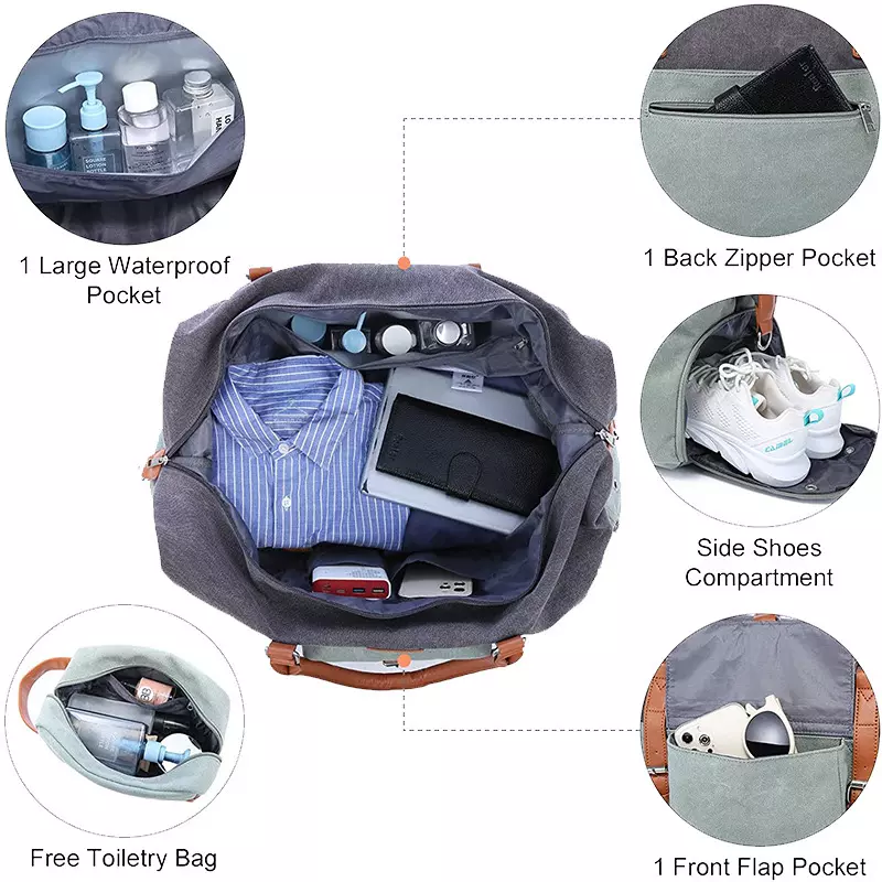 Sport Unisex Fashionable Shoulder Cross Duffel Bag Canvas Travel Bag