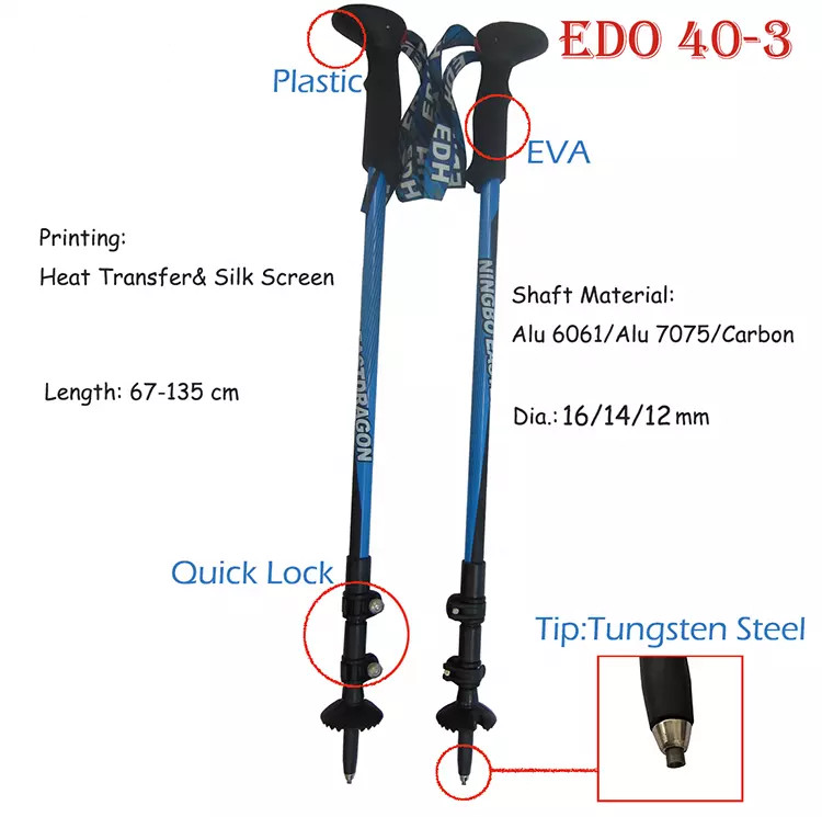 Nordic Ultralight Telescopic Walking Stick Hiking Trekking Poles