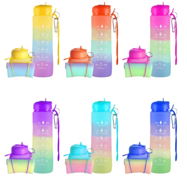 Leak Proof Silicone Foldable Water Bottle With Straw Lid