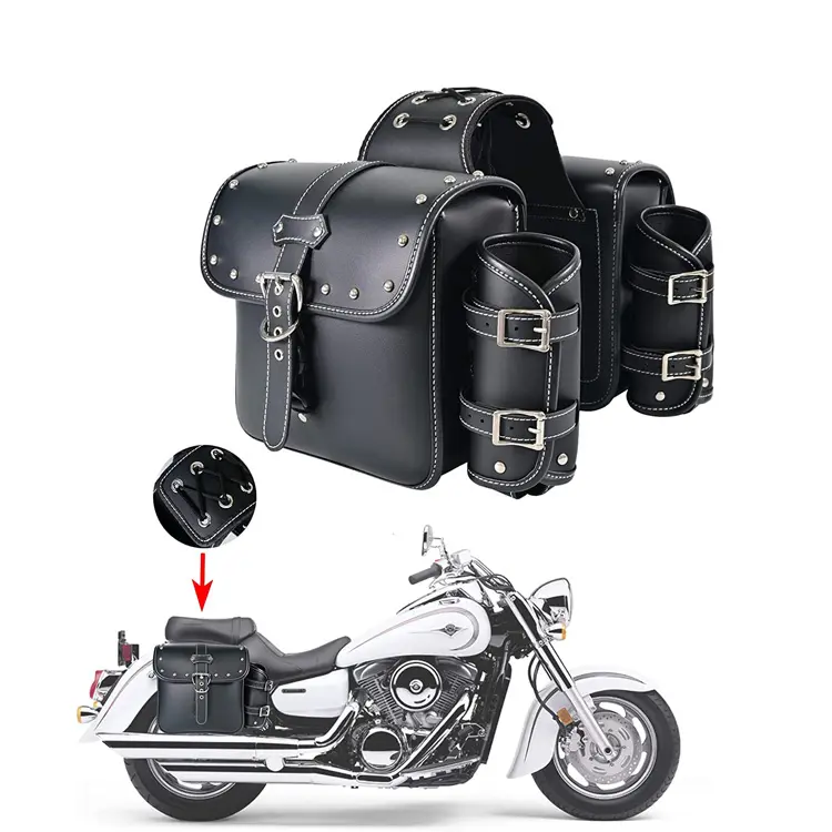 Large Capacity Genuine Leather Pannier Storage Pannier Bag Motorcycle Saddle Bags