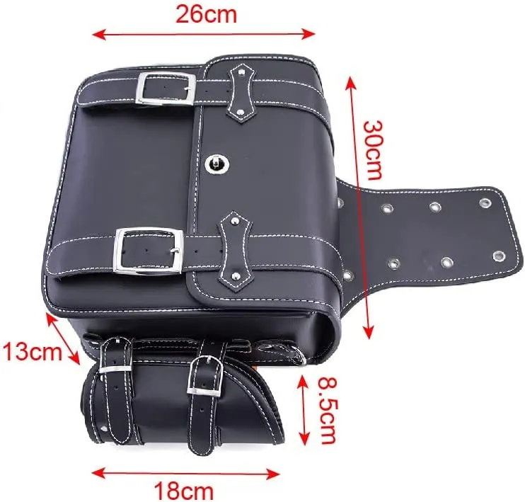 Universal Pu Leather Motorcycle Saddle Bag With Portable Water Bottle Holder Bag