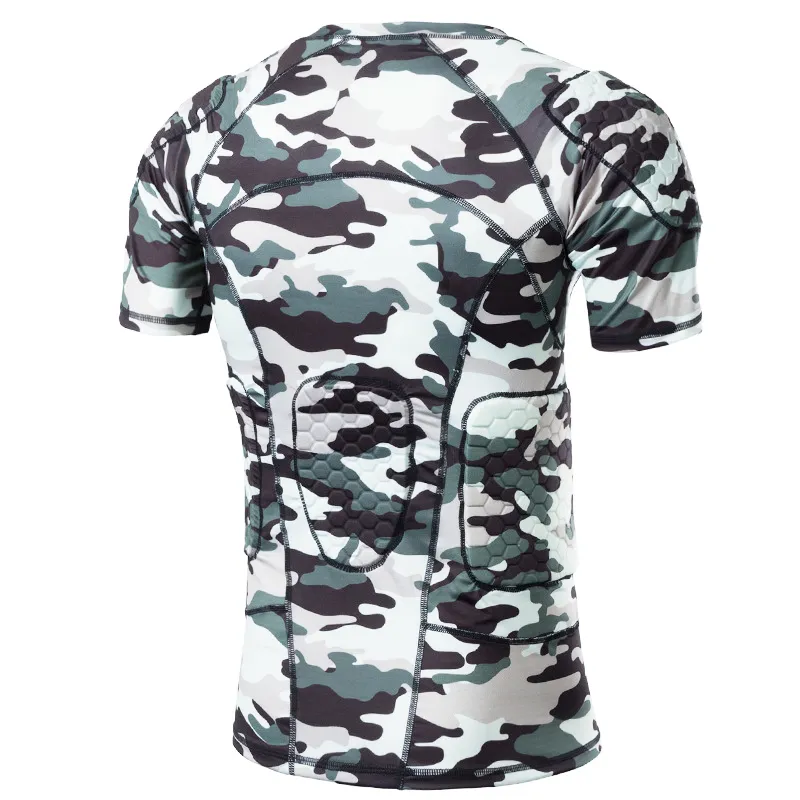 Camo printed Short Sleeve Compression Protector Shirt shorts for Football