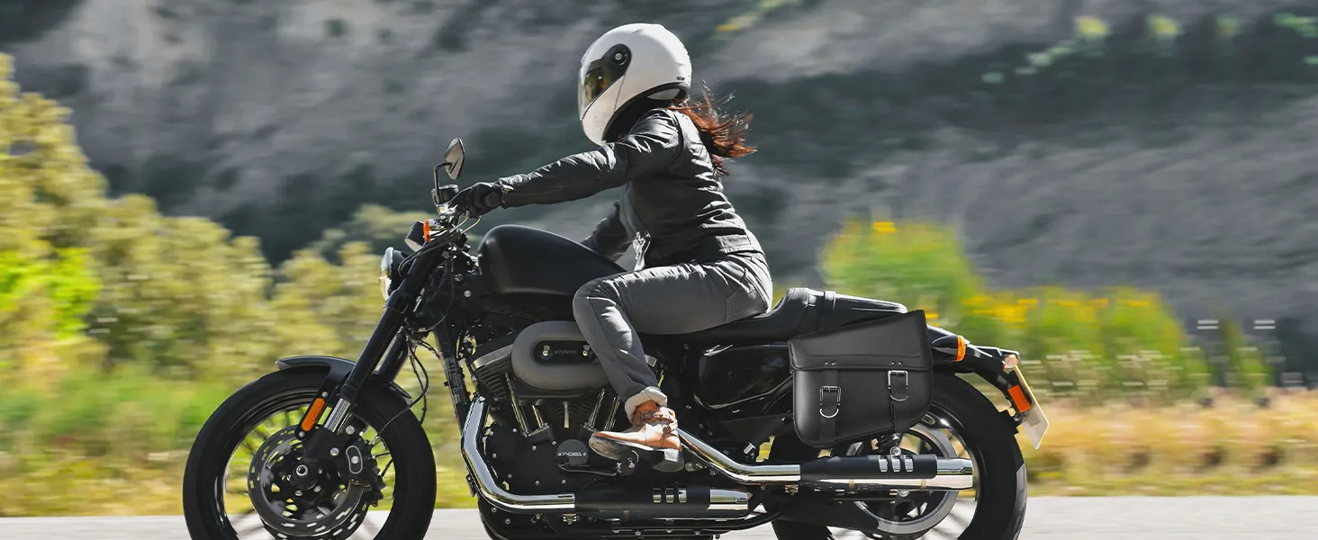 Black Universal PU Leather Motorcycle Sadddlebag
