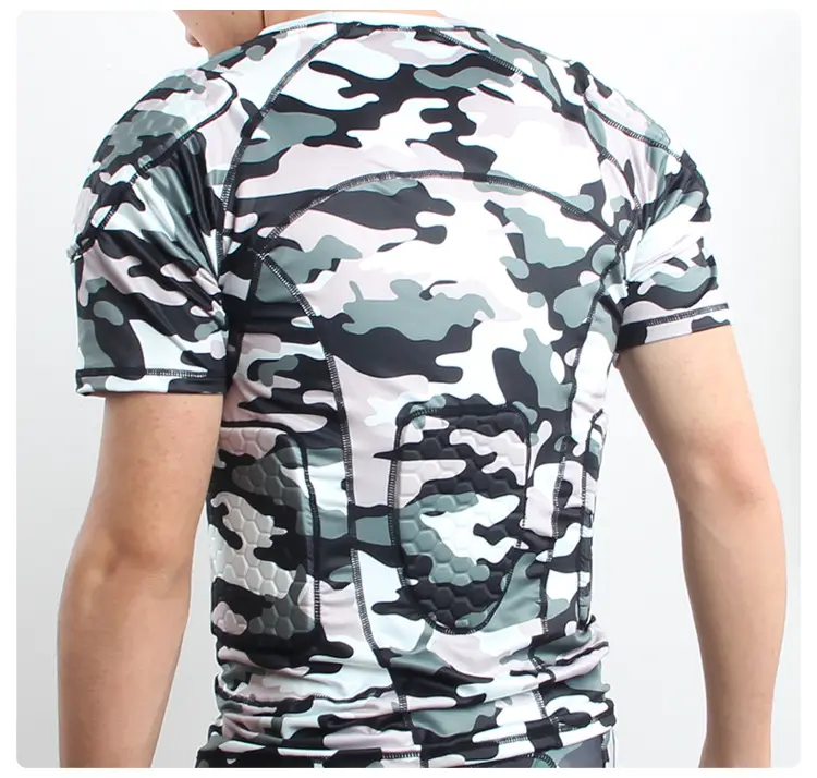 Camo printed Short Sleeve Compression Protector Shirt shorts