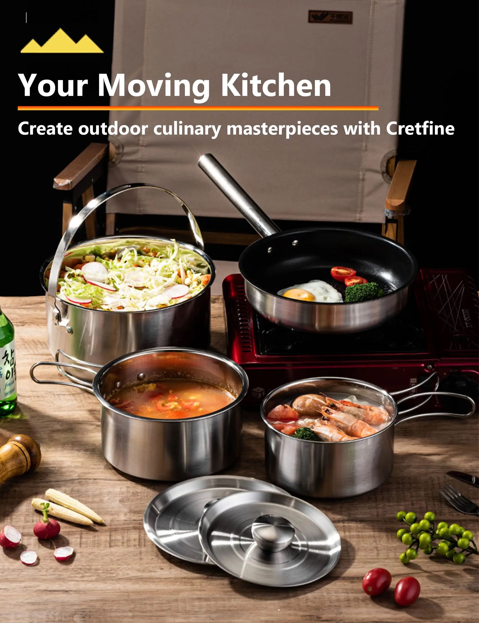 China Outdoor Cooking Kit Stainelss Steel Cookware Set