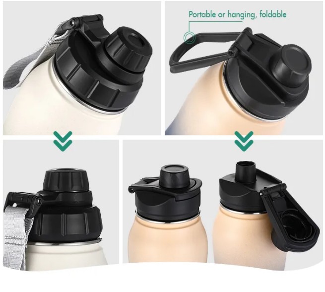 Stainless Steel Double Wall Customized Wide Mouth Bottle With Bounce Lid