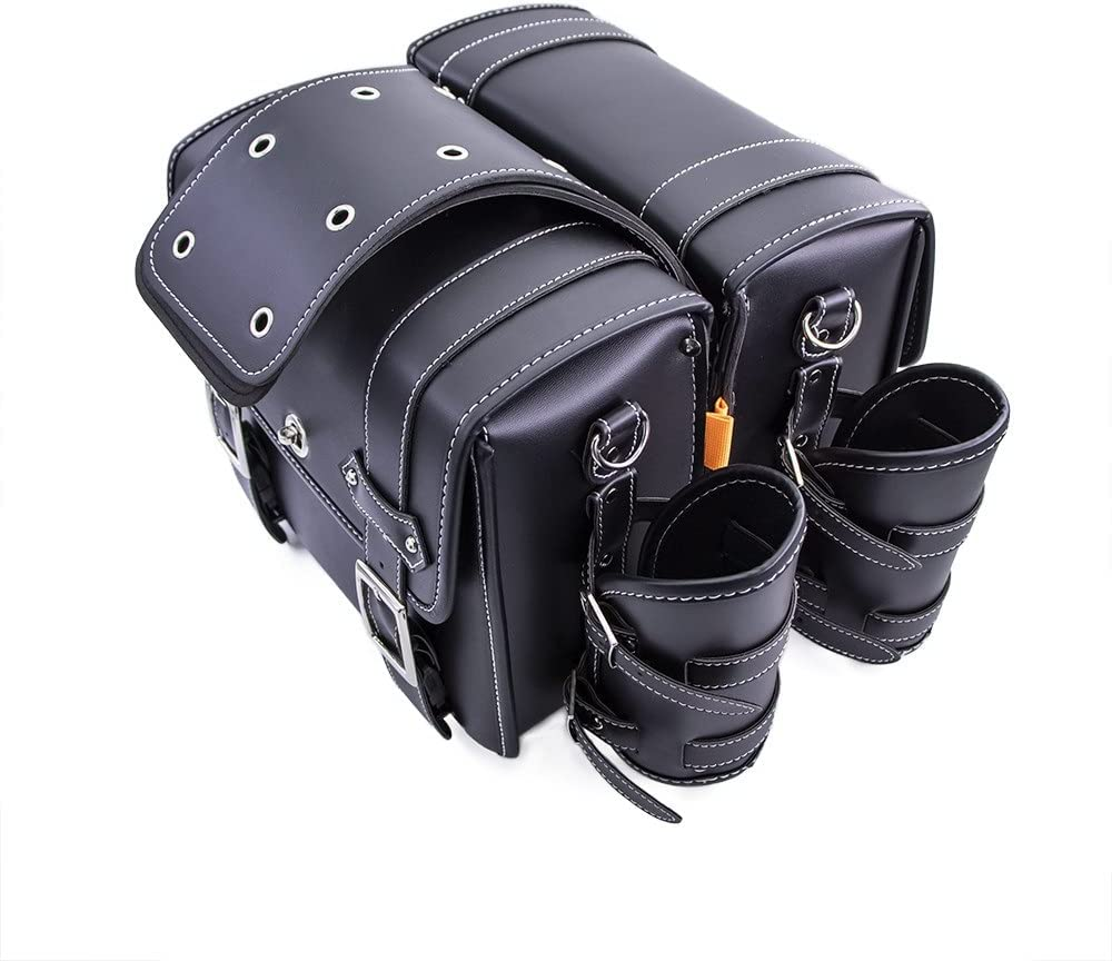 Universal Motorcycle Saddle Bag Pu Leather Storage Bag Water Bottle Holder Bag