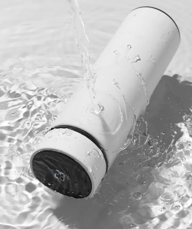 Water Bottle with Temperature Display Lid Stainless Steel Drink Bottle