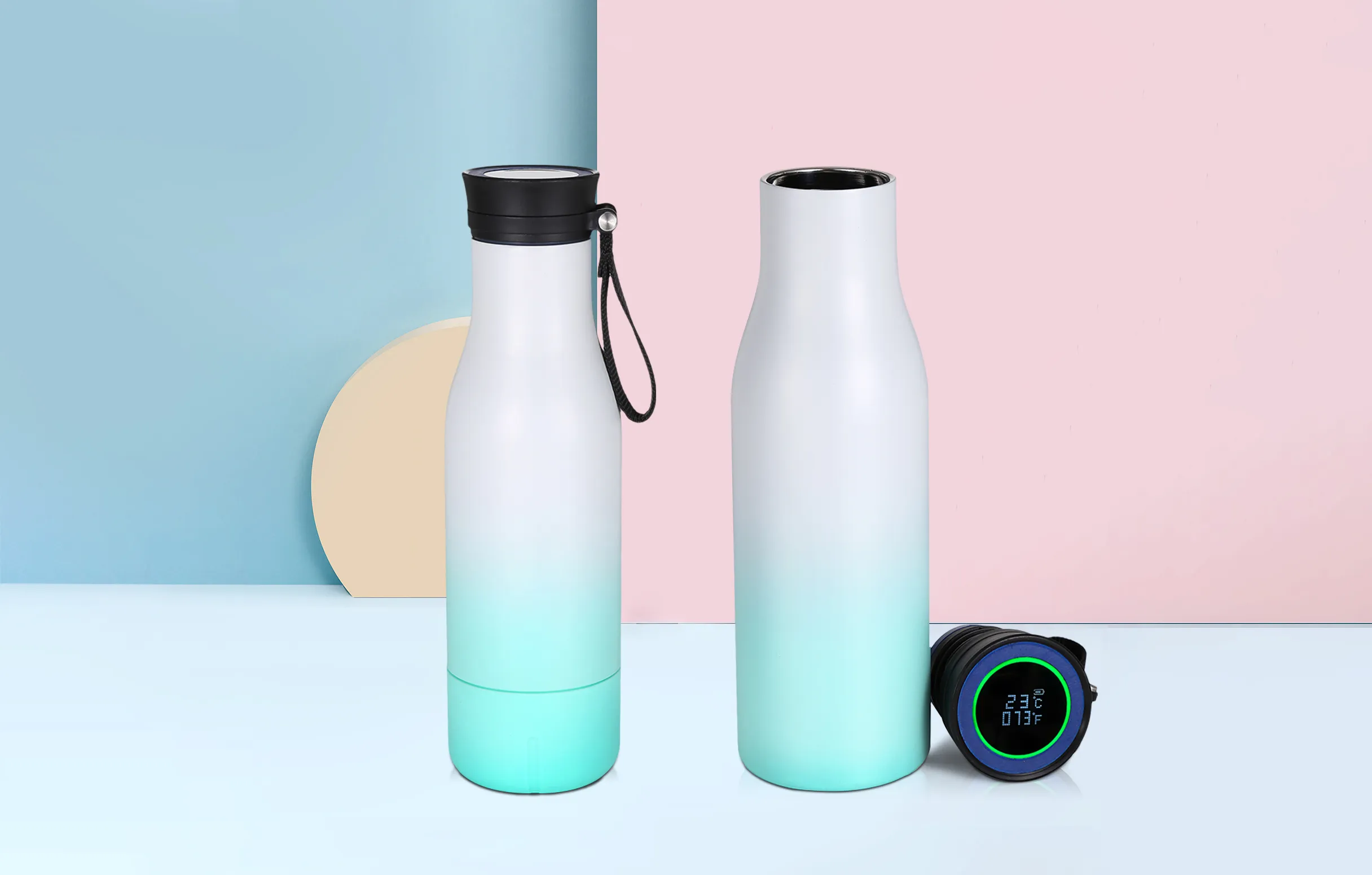 Double Vacuum Insulation Water Bottle,Sport 500ml Water Bottle, Water Bottle with LED Temperature Display