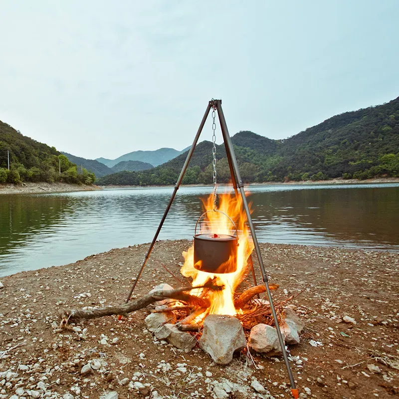 Foldable Large Barbecue Bracket Telescopic BBQ Tripod Stand For Outdoor Camping Travelling