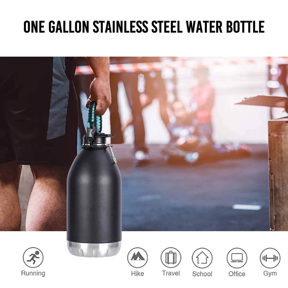 Double Wall Water Bottle Insulated 128oz Jug Outdoor Thermal Stainless Steel Water Bottle