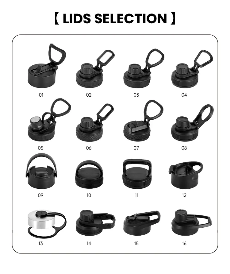 Lid Selections of Stainless Steel Vacuum Insulated Water Bottle China