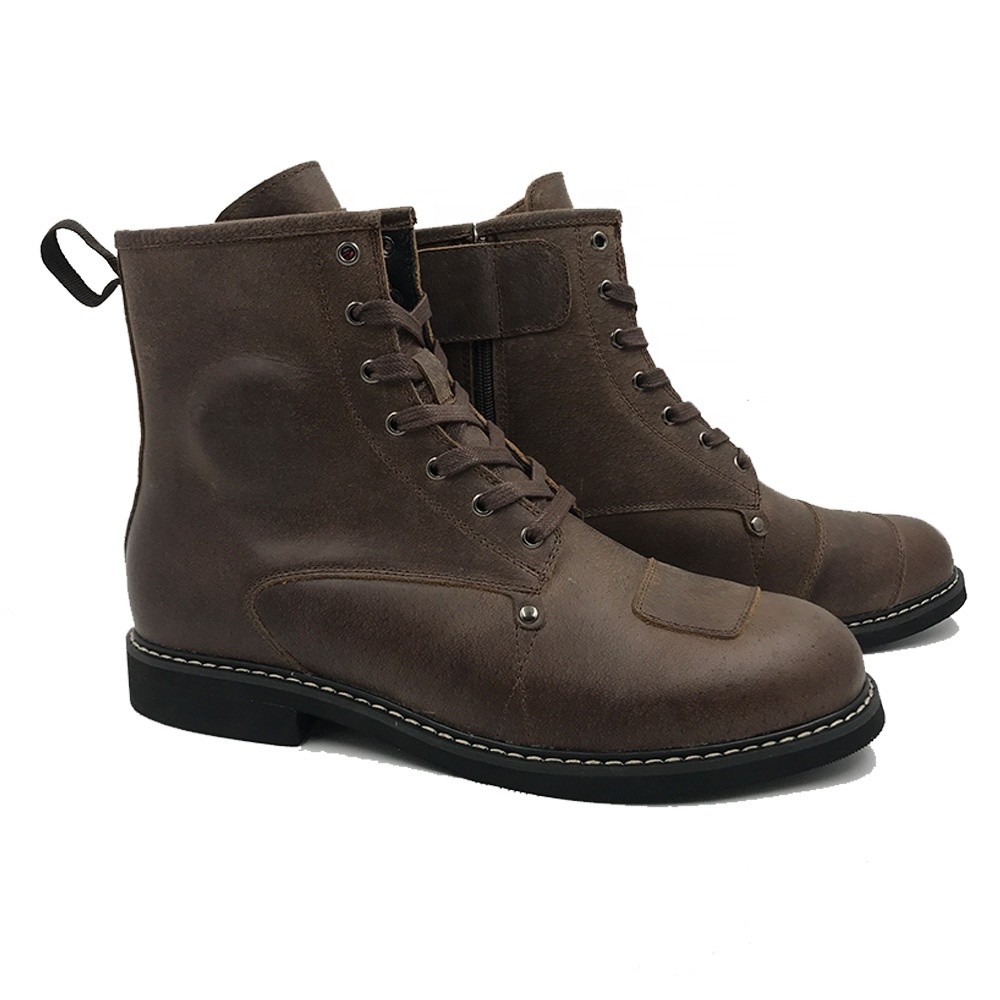 Leisure Motorcycle Boots Genuine Leather Shoes For City Hiking