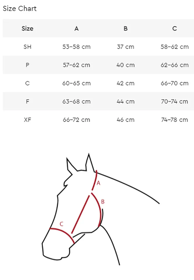 Size Chart of Equestrian Nylon Horse Halter