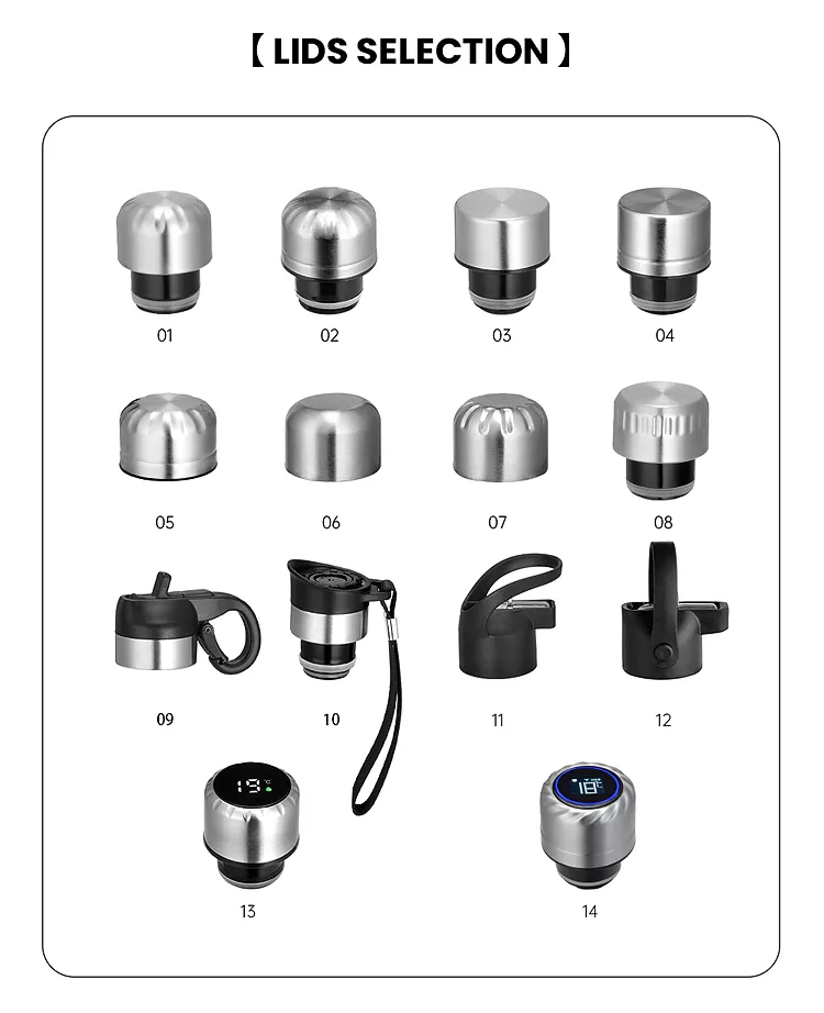 Lids Selections of Stainless Steel Vacuum Insulated Water Bottle